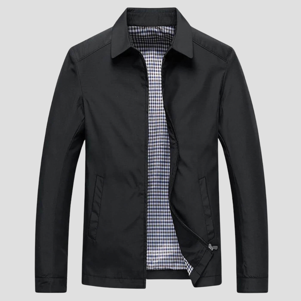 Veste Zippée à Col Chemise et Doublure à Carreaux pour Homme