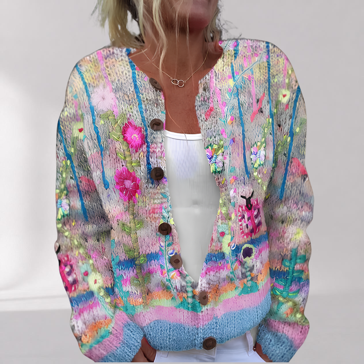 Cardigan Élégant à Imprimé Floral