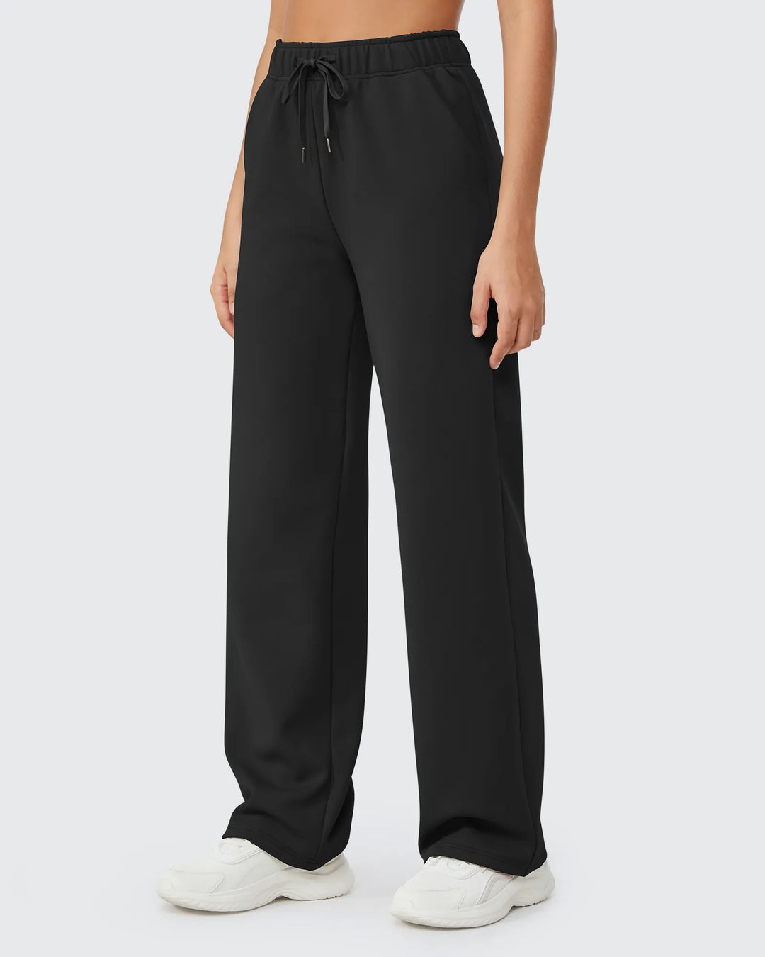 Pantaloni da donna foderati in pile, vestibilità casual, con coulisse