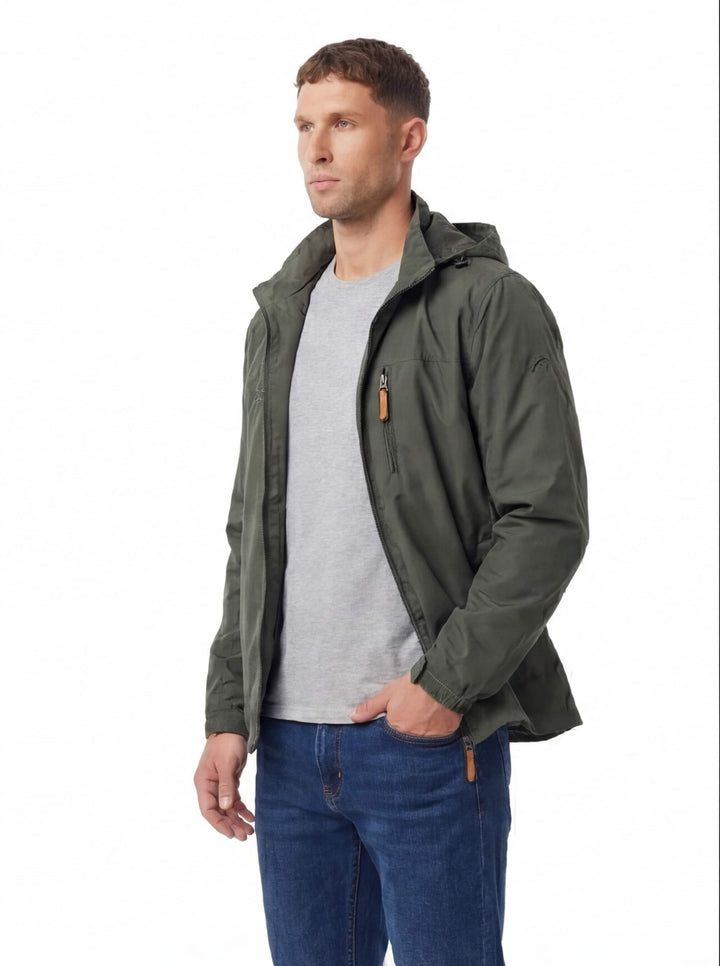Coupe-Vent Homme Imperméable à Capuche Poche Poitrine