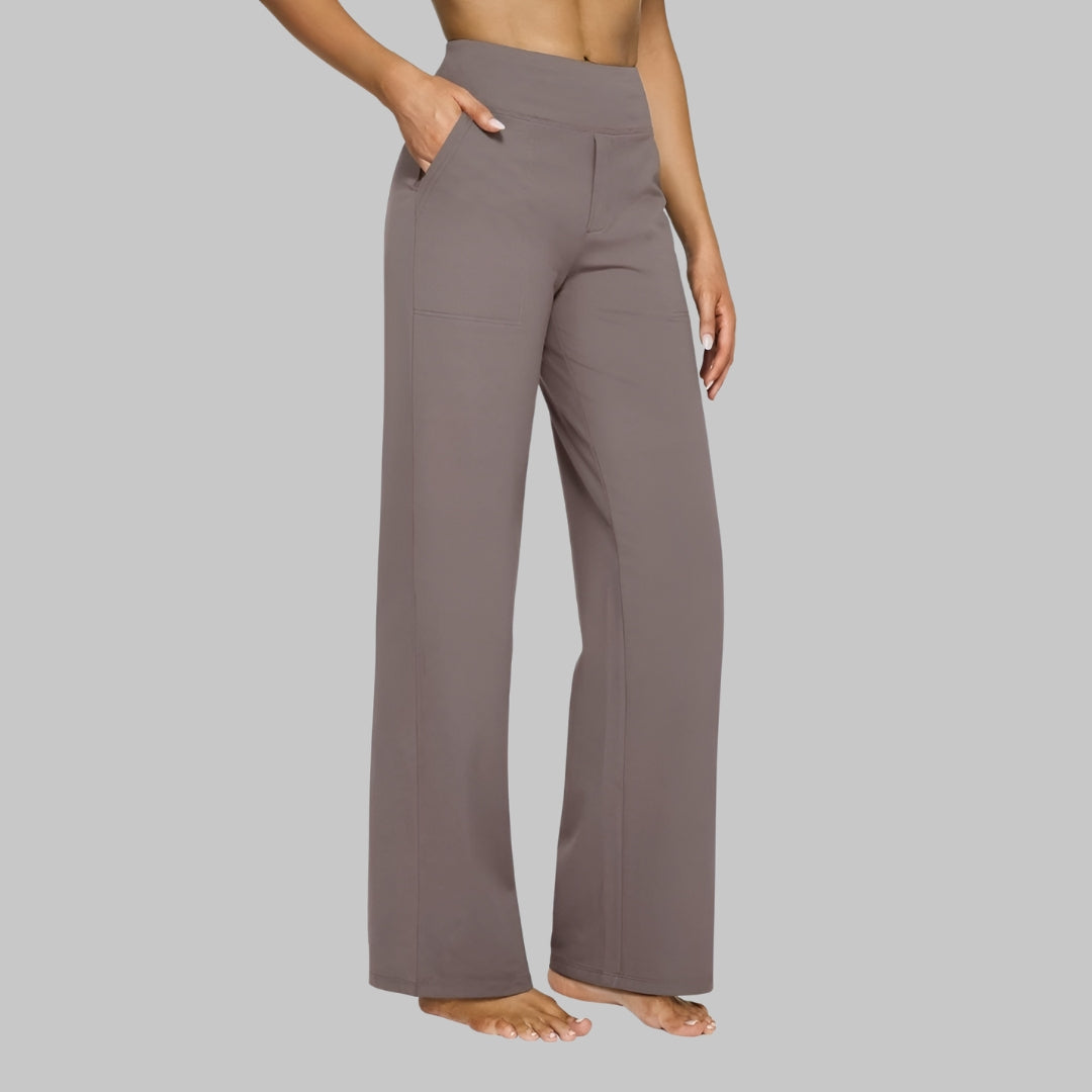 Pantalon de Yoga Taille Haute Coupe Droite Femme