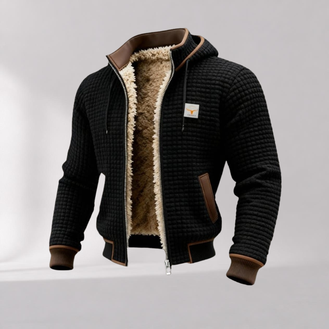 Blouson Bomber Matelassé Homme Doublé Sherpa avec Détails en Cuir