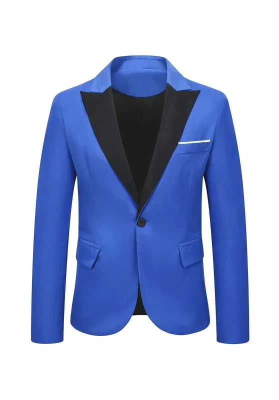 Costume Trois Pièces Homme Coupe Classique avec Col Contrastant et Gilet Croisé