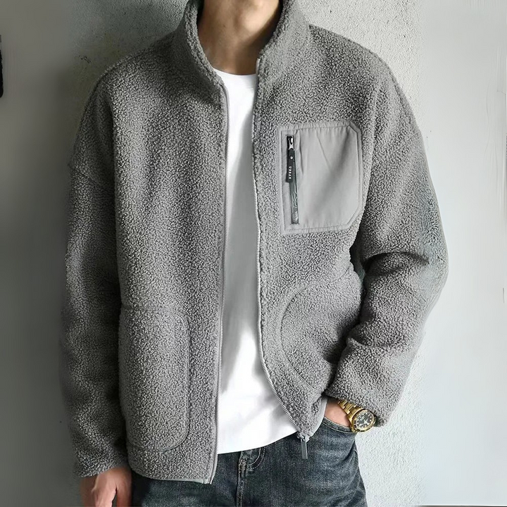 Herren-Fleecejacke mit Reißverschluss und Brusttasche