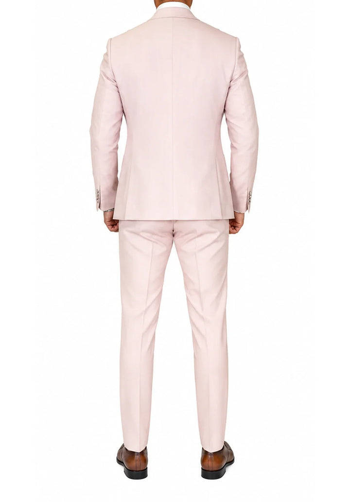 Costume Trois Pièces Homme Coupe Slim avec Col Peak et Gilet Six Boutons