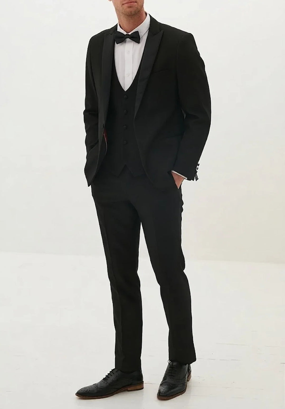 Costume Trois Pièces Homme Coupe Slim avec Col Notch et Gilet Assorti Élégant