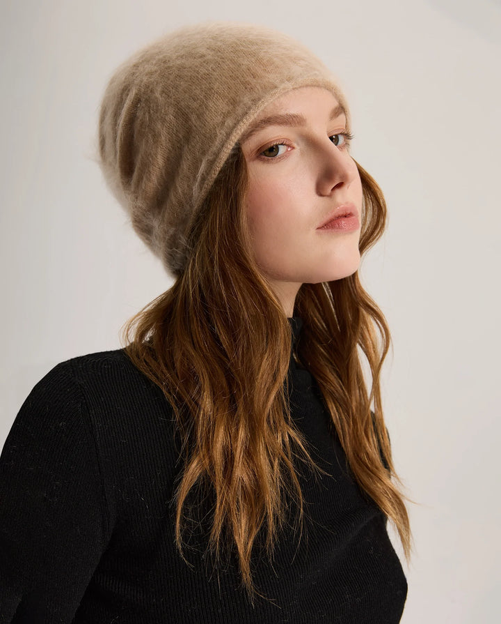 Bonnet de Ski Femme en Cachemire Brossé –  à Revers