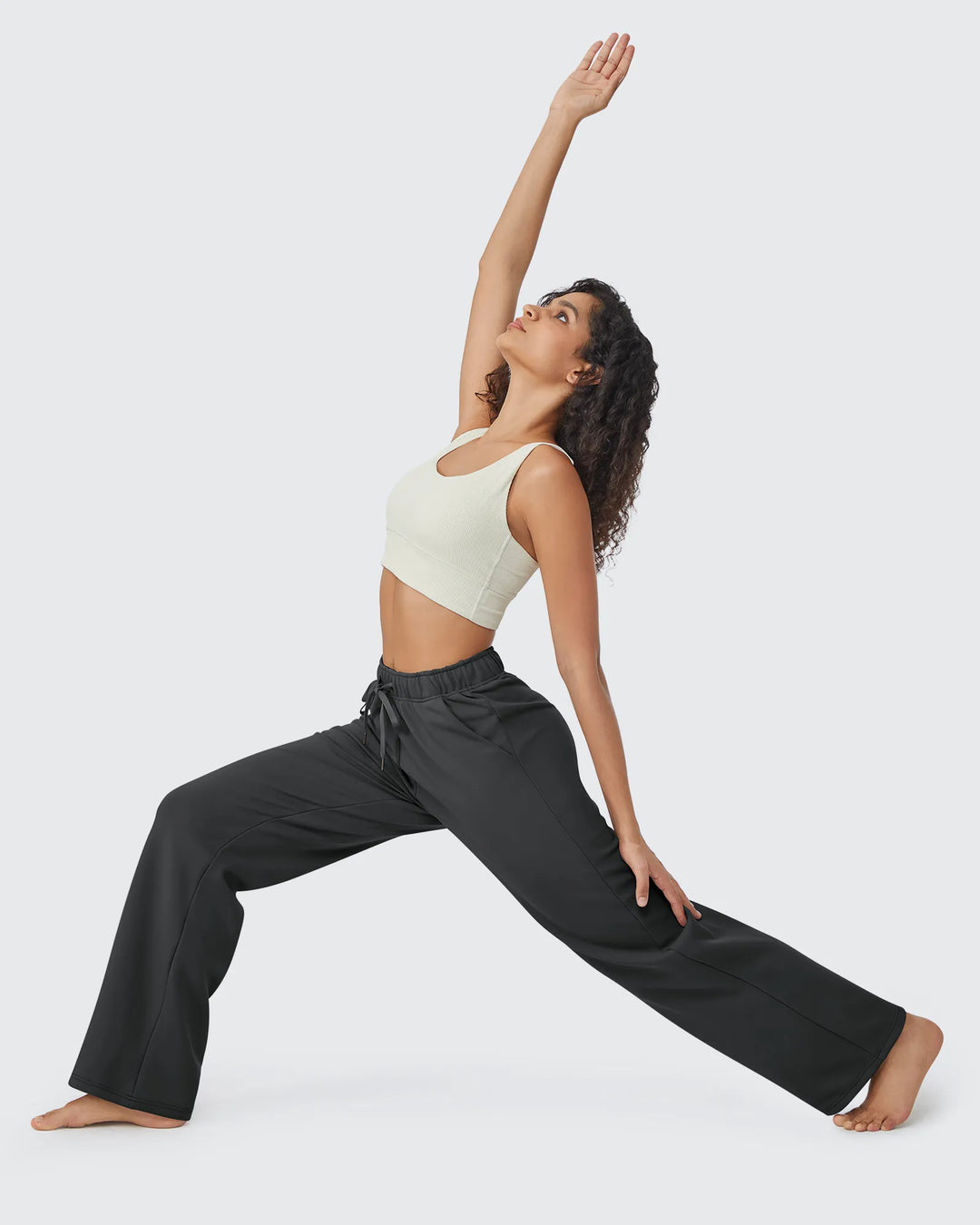 Pantaloni da donna foderati in pile, vestibilità casual, con coulisse