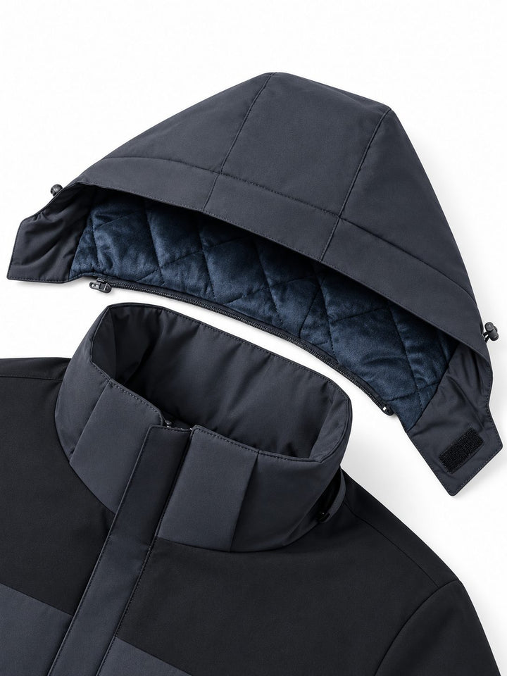 Veste de Randonnée Homme Hiver Isolée Capuche Col Montant