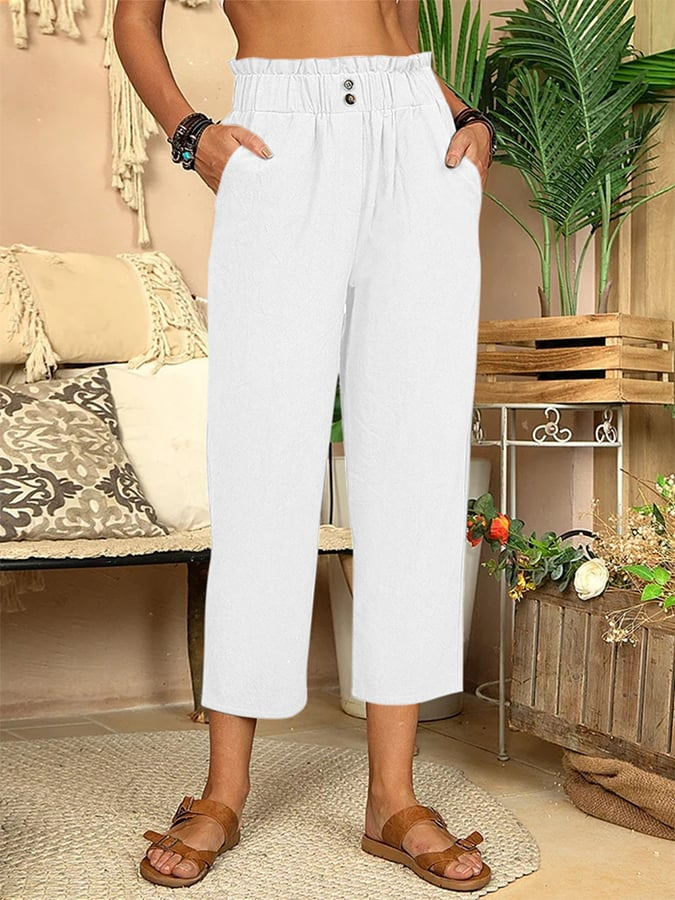 Shayna | Pantalon En Coton Et Lin Pour Femmes