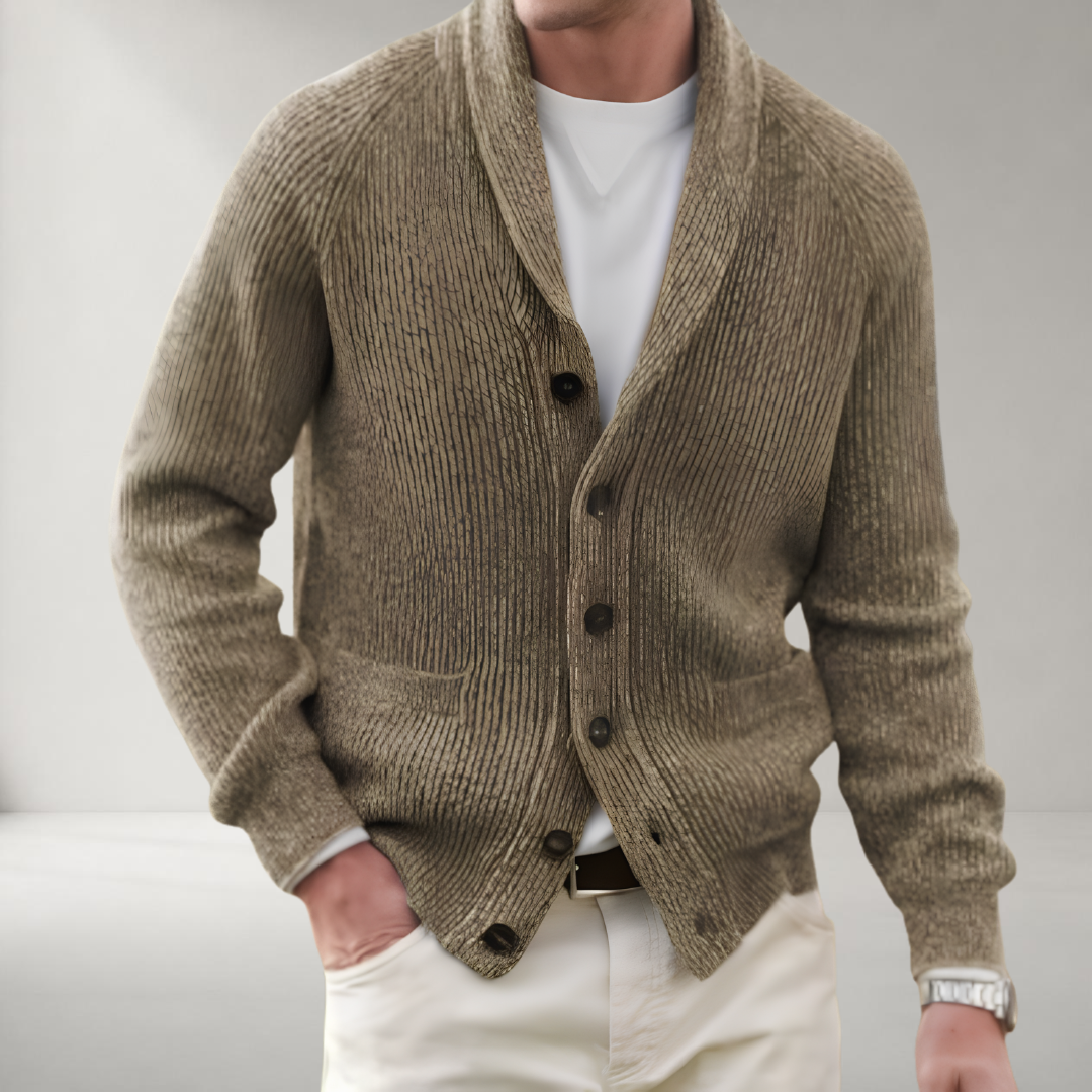 Cardigan Homme Vintage en Mélange de Laine à Col V