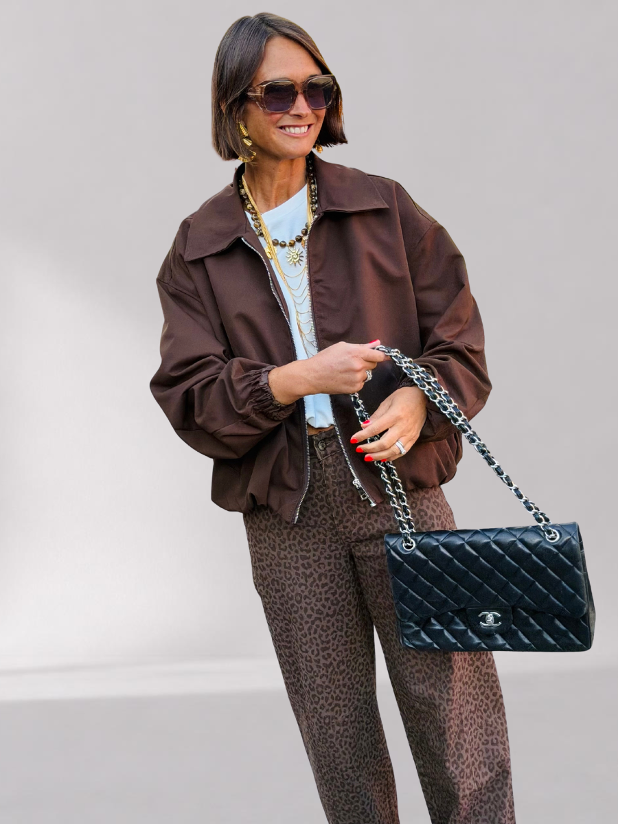 Femme – Bomber Chocolat – Coupe Ample Taille Unique