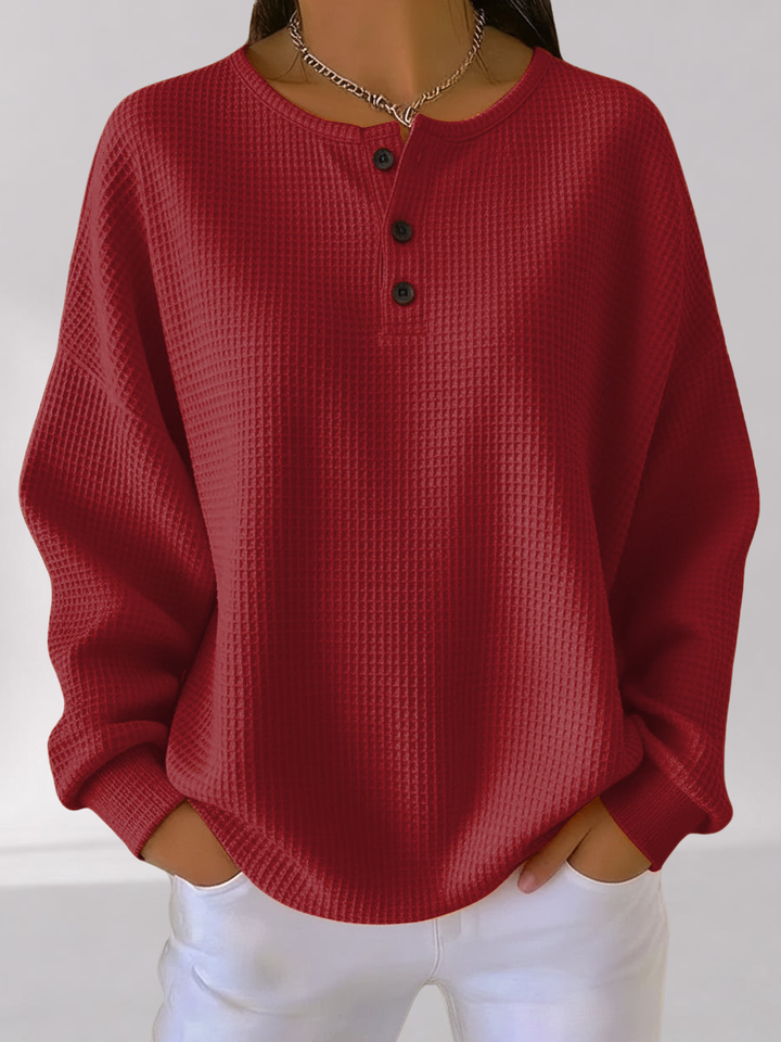 Sweat Henley Texturé – Coupe Décontractée à Boutons