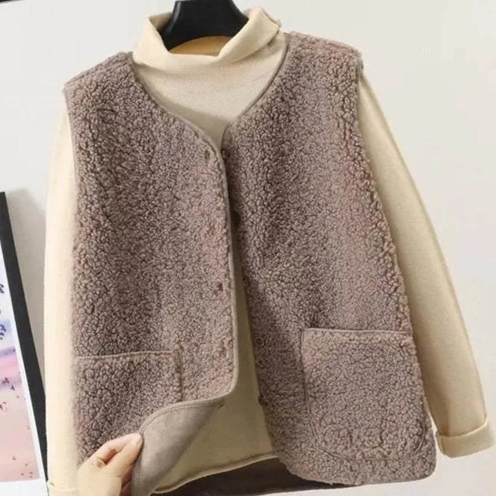 Gilet Chaud Sans Manches Pour Femmes | Bouton De Fermeture