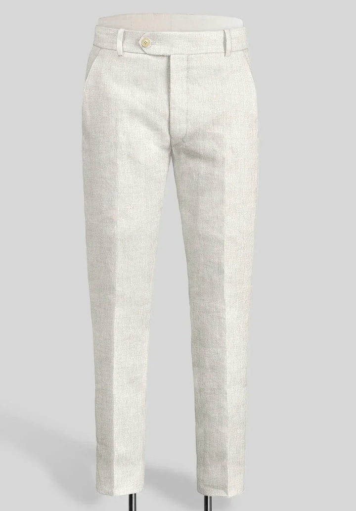 Completo da uomo due pezzi vestibilità slim in misto lino con revers a lancia e tasche con patta