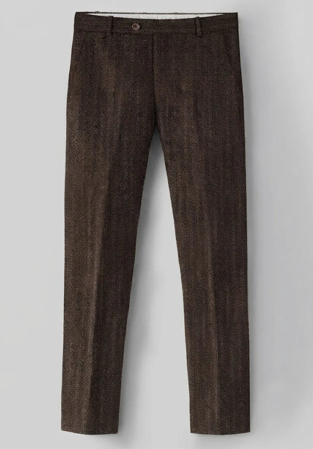 Costume Trois Pièces Homme Coupe Regular en Chevrons avec Col Notch et Poches à Rabat