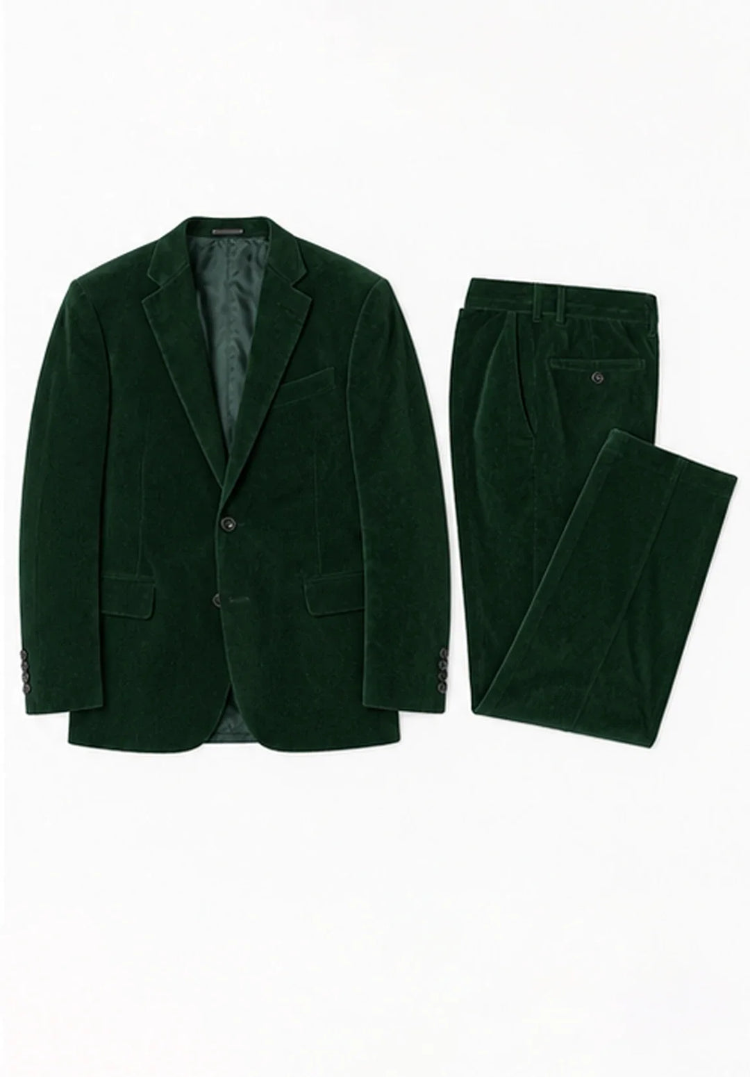 Abito da uomo a due pezzi regular fit in velluto con revers a dente e giacca a tre bottoni