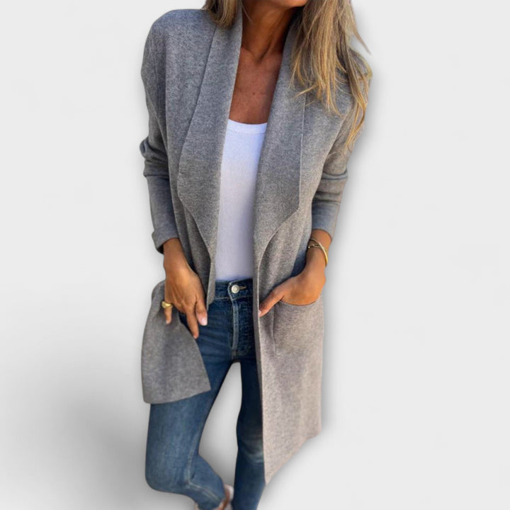 Cardigan Long Ouvert avec Poches Latérales