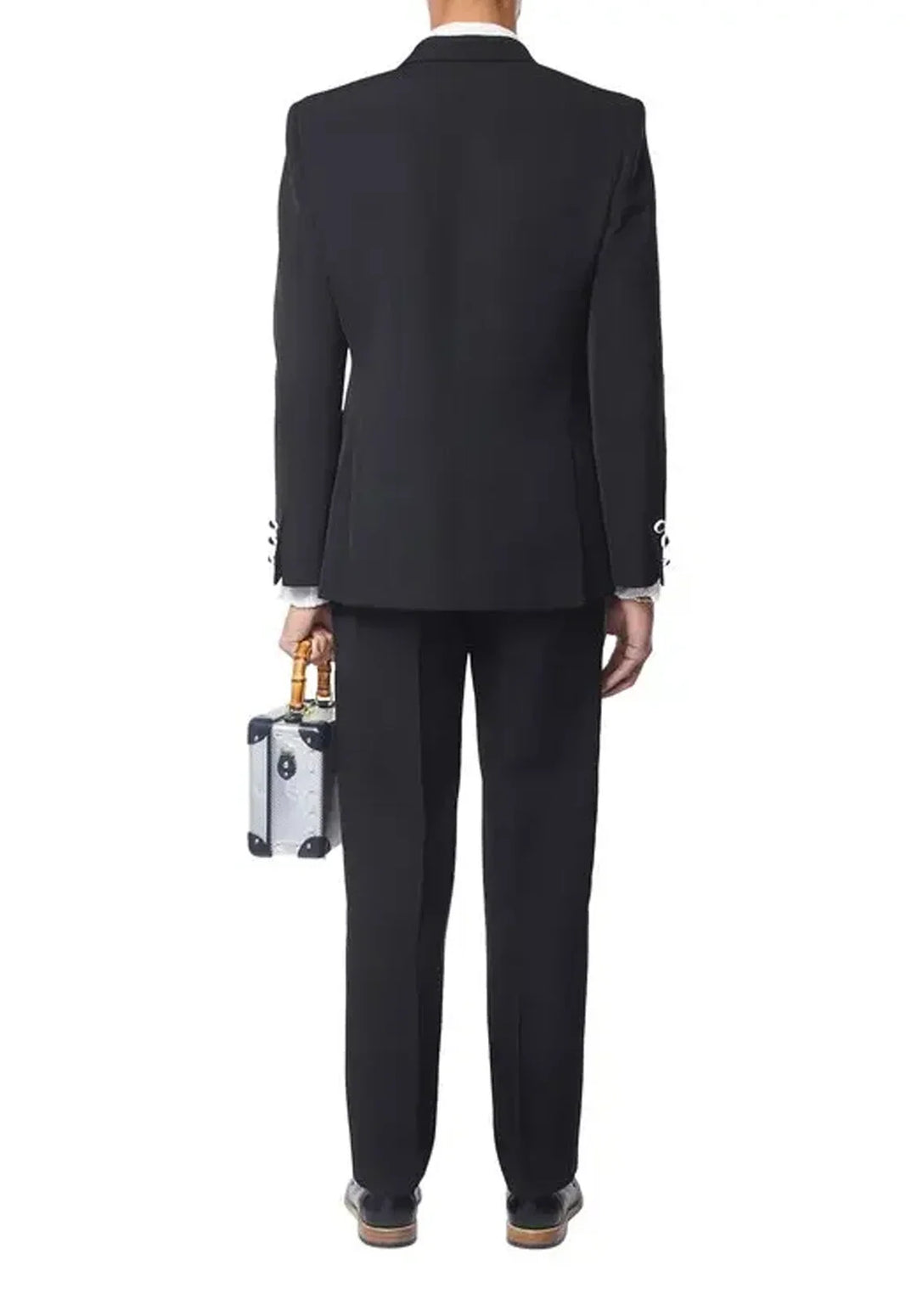 Costume Deux Pièces Homme Coupe Slim avec Panneau Contrastant en V et Deux Boutons
