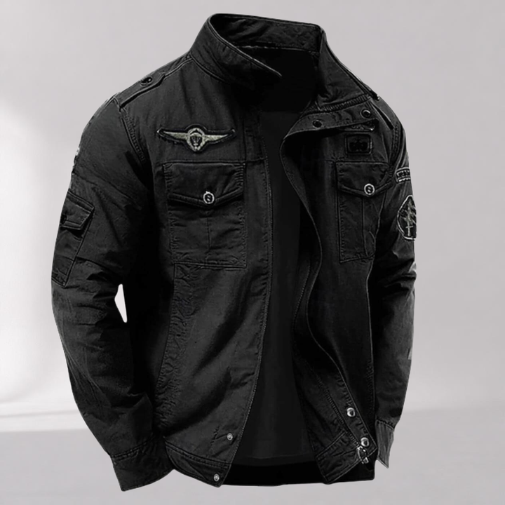 Veste Cargo Homme en Coton – Col Montant Style Militaire