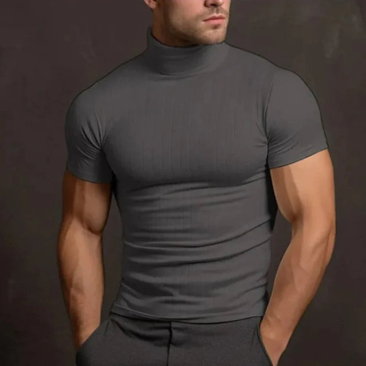 Hommes T-shirt Décontracté À Col Roulé | Manches Courtes