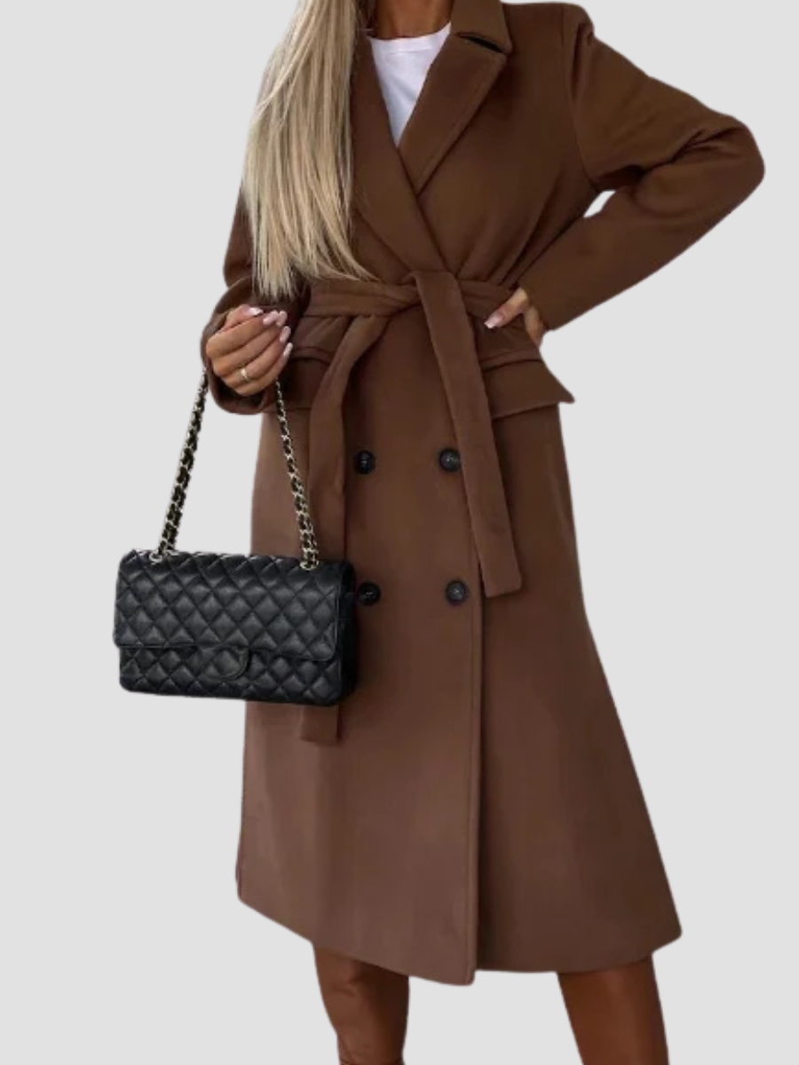 Manteau Croisé à Revers Femme