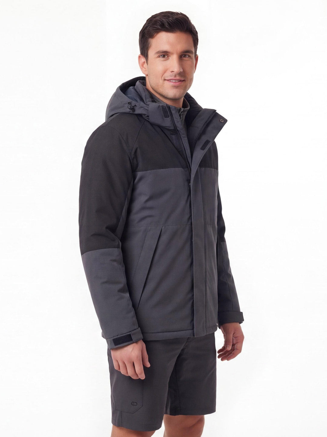 Veste de Randonnée Homme Hiver Isolée Capuche Col Montant