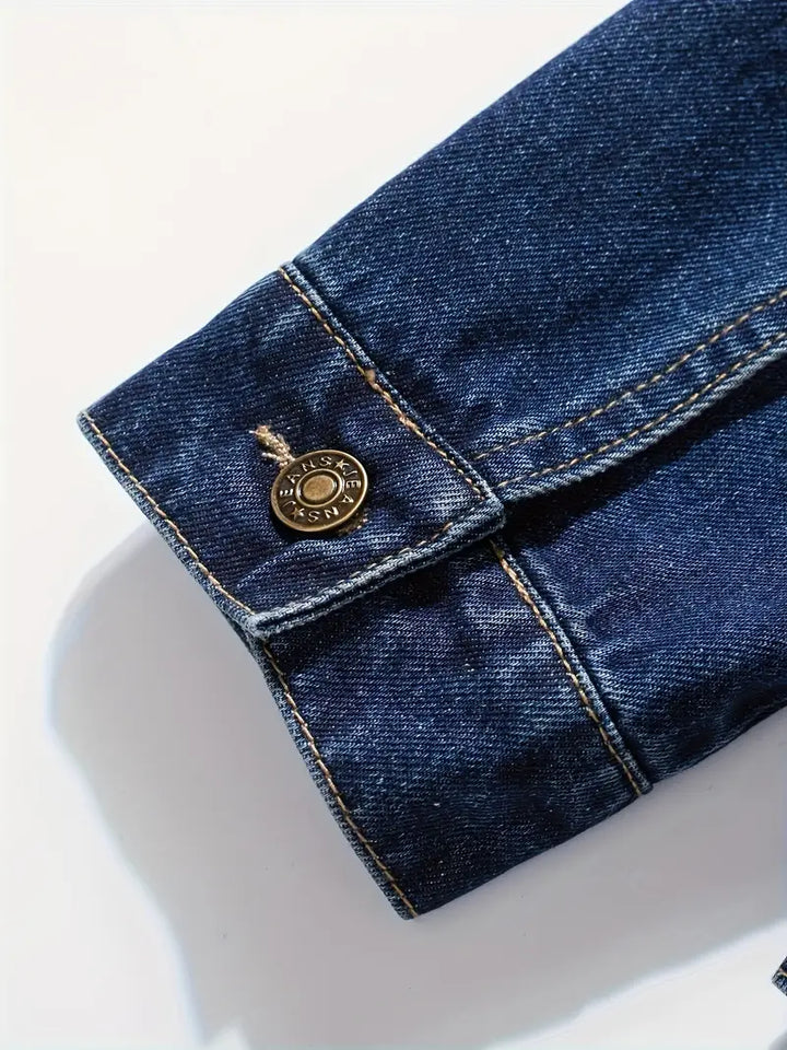Veste en Jean à Col Chemise et Poches Poitrine pour Homme