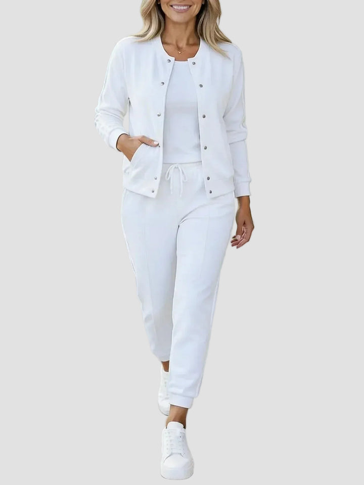 Céline | Ensemble Sport Femme 3 Pièces avec Veste, Haut et Jogger
