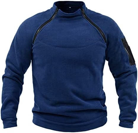 Tactische fleece trui voor heren met dubbele ritssluiting en opstaande kraag
