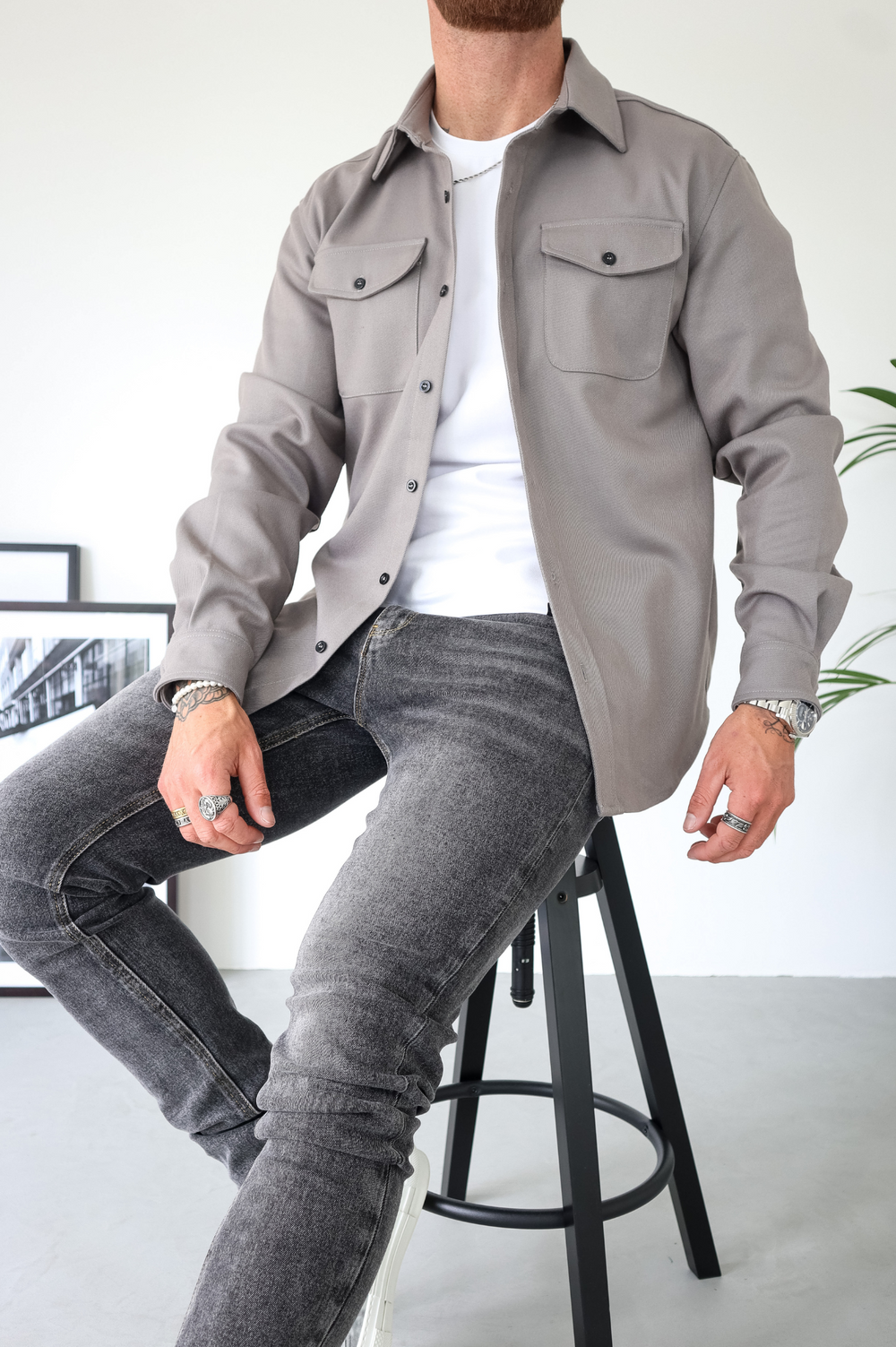 Surchemise Homme Coton Boutonnée Poches Poitrine