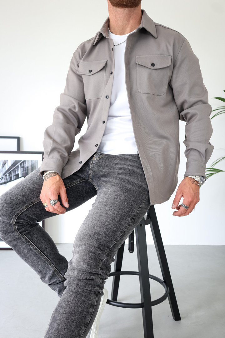 Surchemise Homme Coton Boutonnée Poches Poitrine