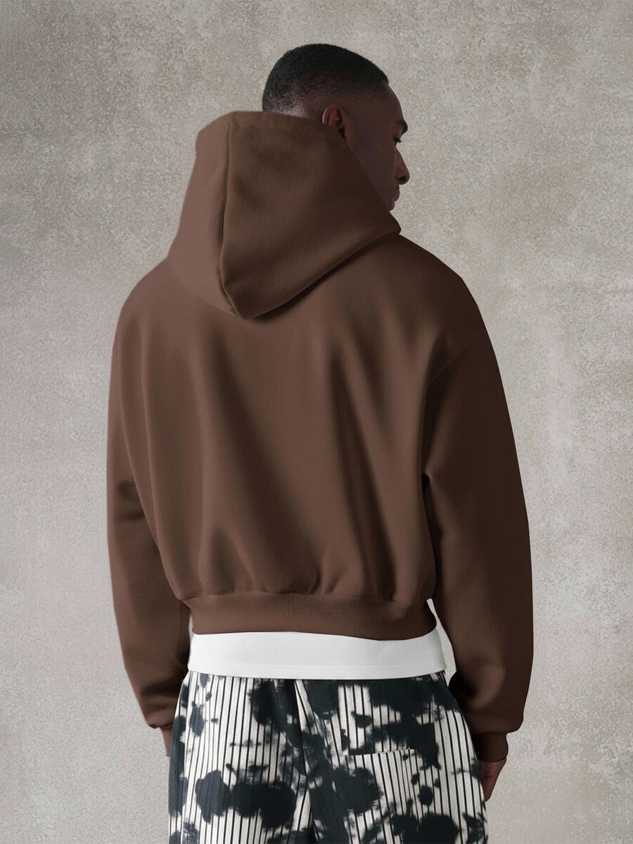 Kurzer Herren-Hoodie mit Reißverschluss, Oversize-Schnitt und Kordelzug