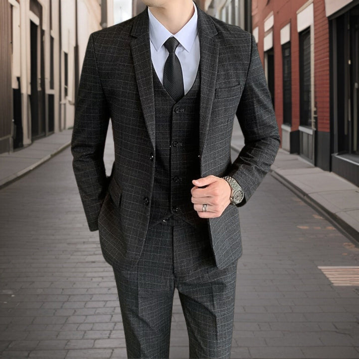 Costume Invité De Mariage 3 Pièces Classique À Motif Quadrillé Pour Homme | Tenue De Cérémonie