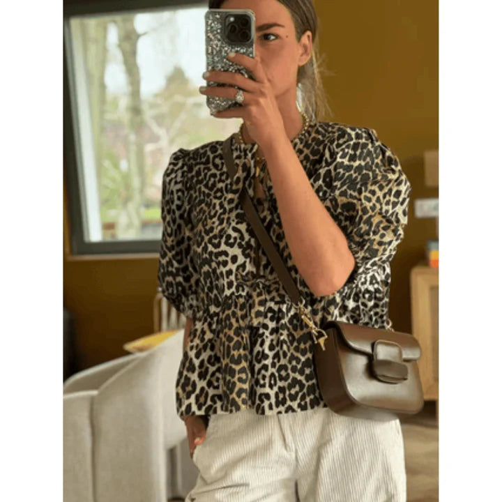 Chemisier Femme Manches Bouffantes Devant Cravate | Péplum