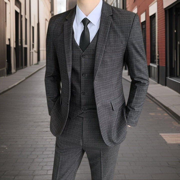 Costume Invité De Mariage 3 Pièces Classique À Motif Quadrillé Pour Homme | Tenue De Cérémonie