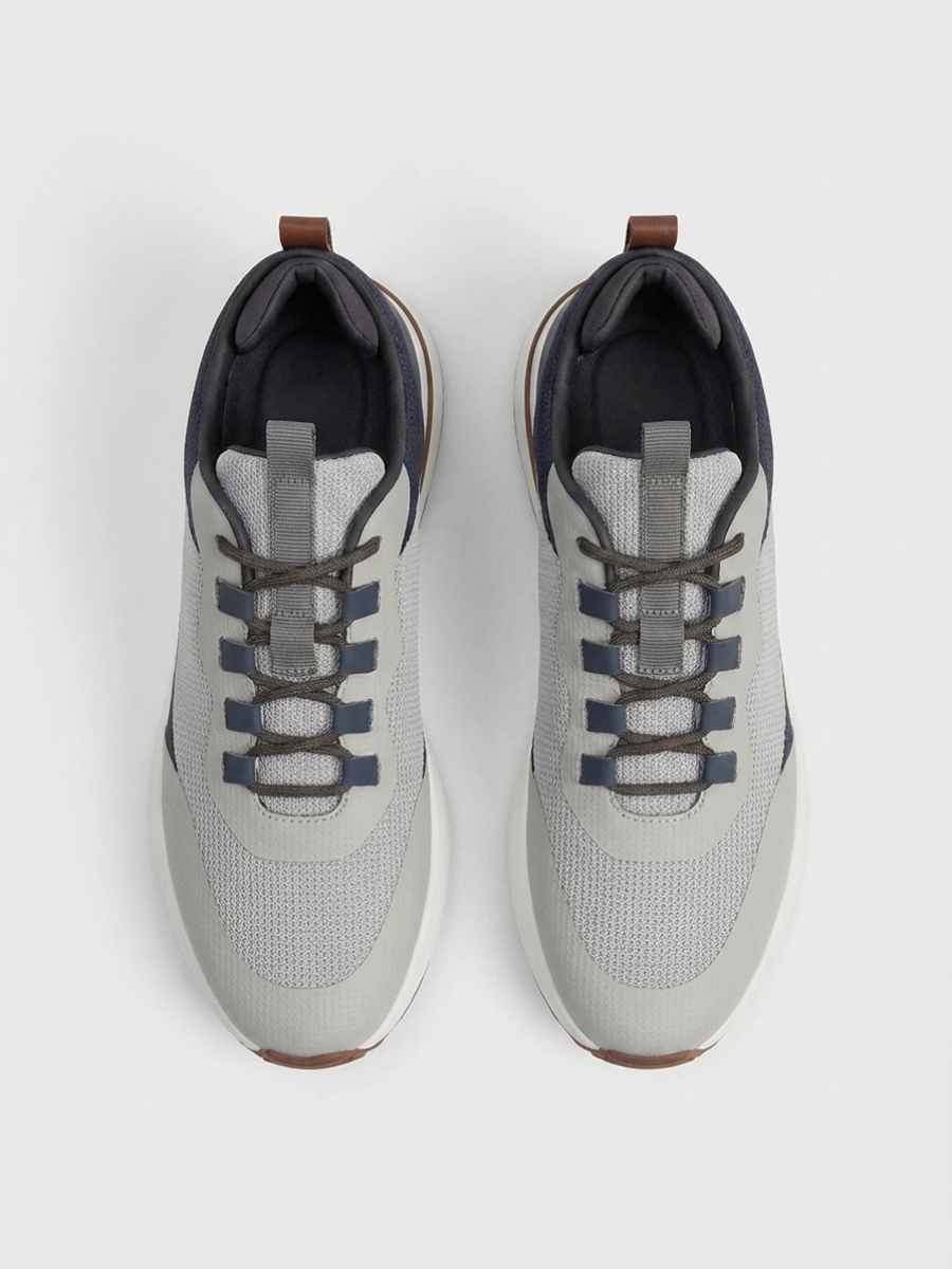 Baskets Homme Brume Fused Mesh Basses de Marche avec Semelle Blanche