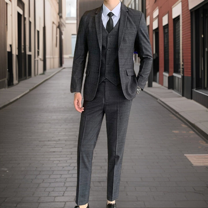 Costume Invité De Mariage 3 Pièces Classique À Motif Quadrillé Pour Homme | Tenue De Cérémonie