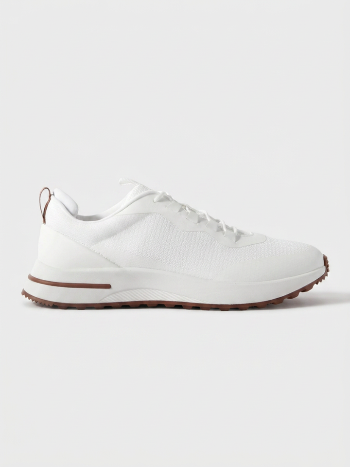 Baskets Homme Blanc Fused Mesh Basses de Marche avec Semelle Blanche