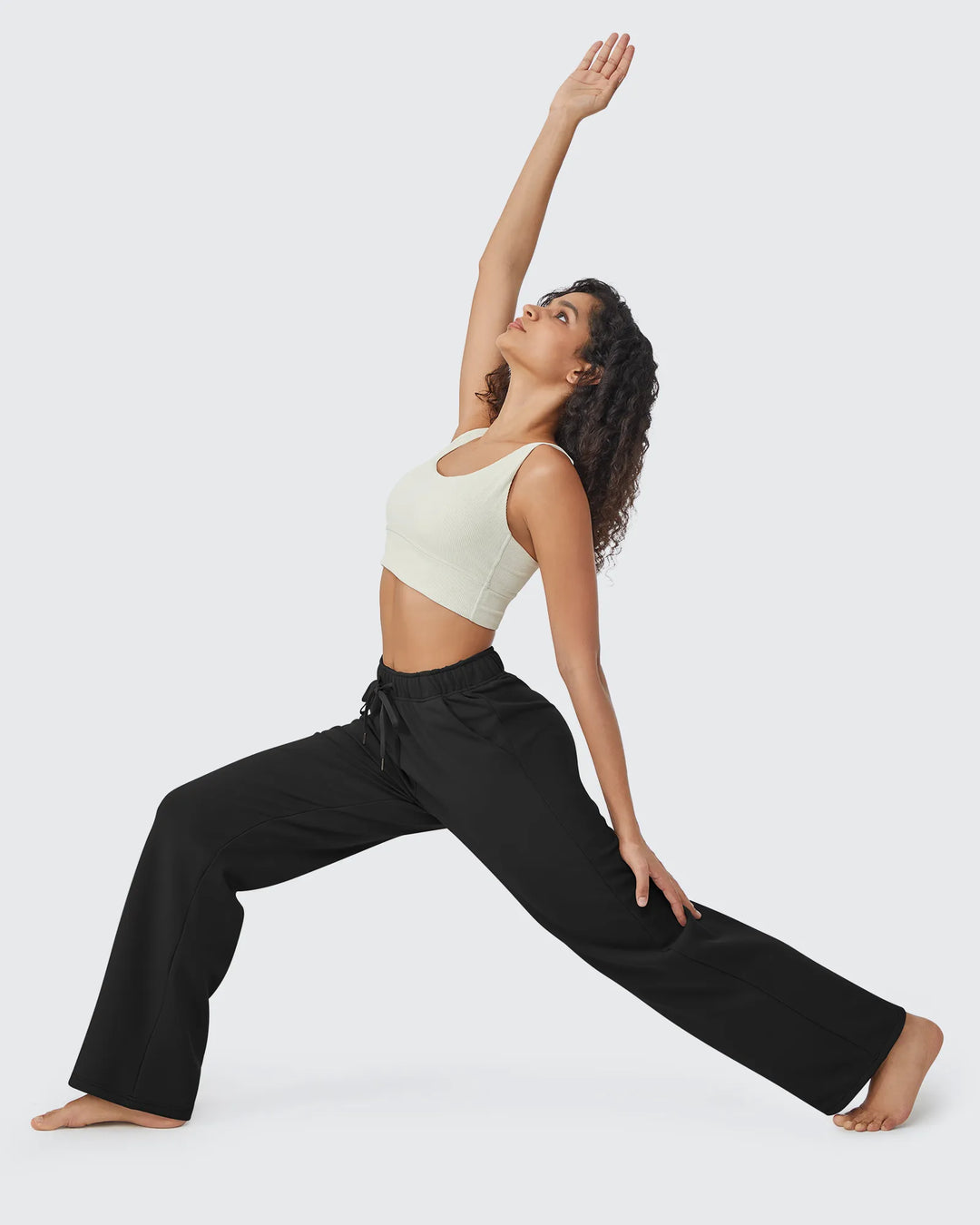 Pantaloni da donna foderati in pile, vestibilità casual, con coulisse