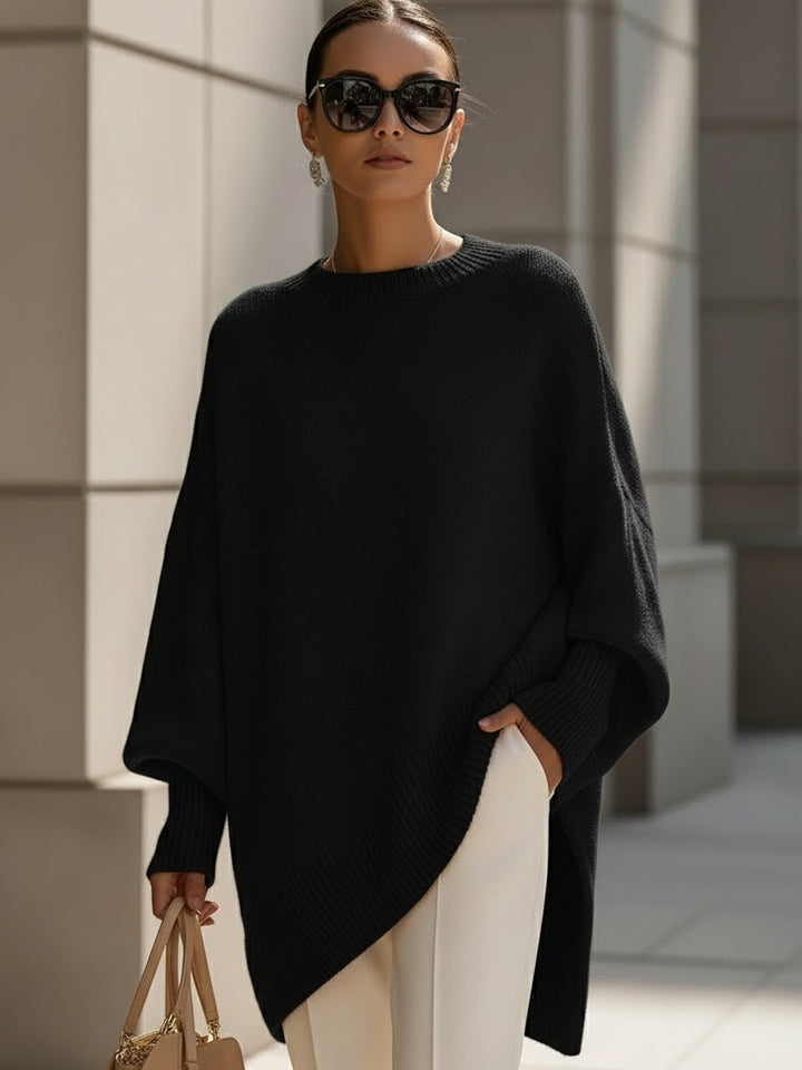 Oversized damestrui van wolmix - asymmetrische zoom