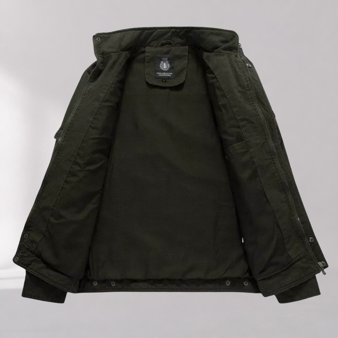 Veste Cargo Homme en Coton – Col Montant Style Militaire