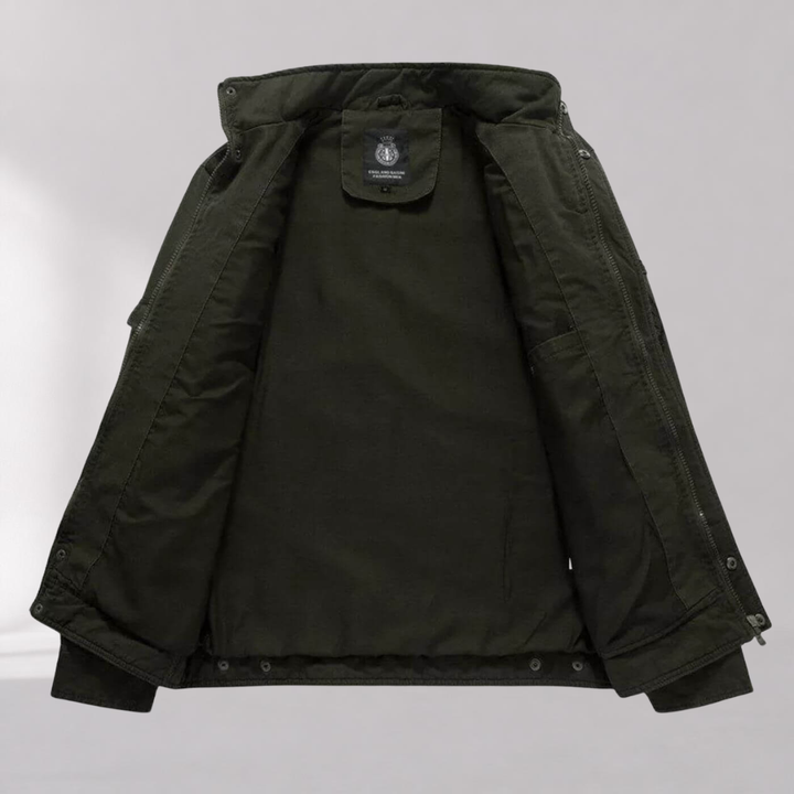Veste Cargo Homme en Coton – Col Montant Style Militaire