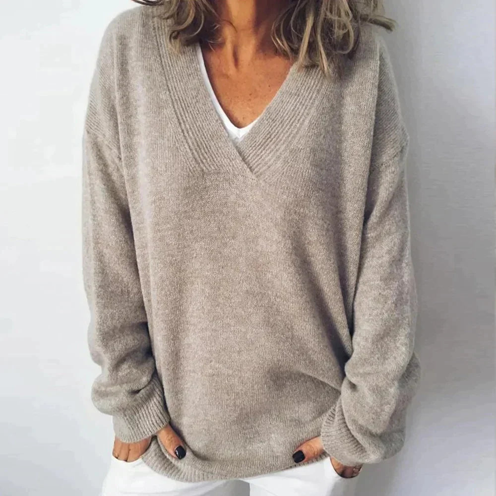Mia | Pull Moderne en Maille à Col V