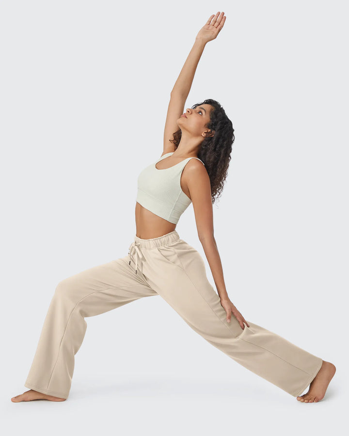 Pantaloni da donna foderati in pile, vestibilità casual, con coulisse