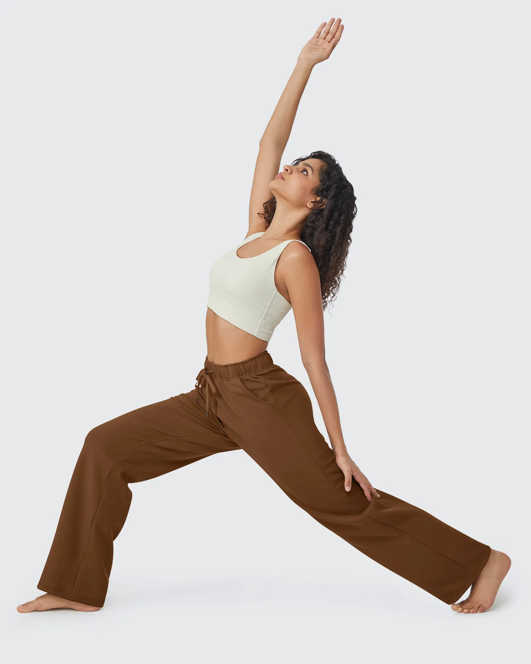 Pantaloni da donna foderati in pile, vestibilità casual, con coulisse