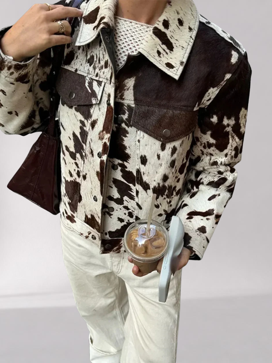 Veste Femme Imprimé Léopard à Col Rabattu