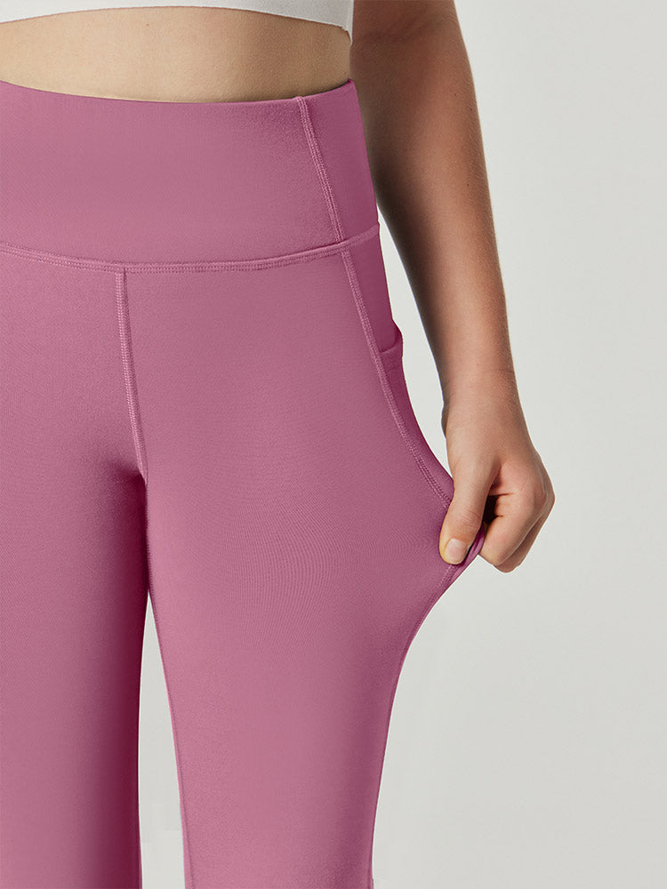 High-Waisted Women's Fleece-Lined Flared Pants with Pockets