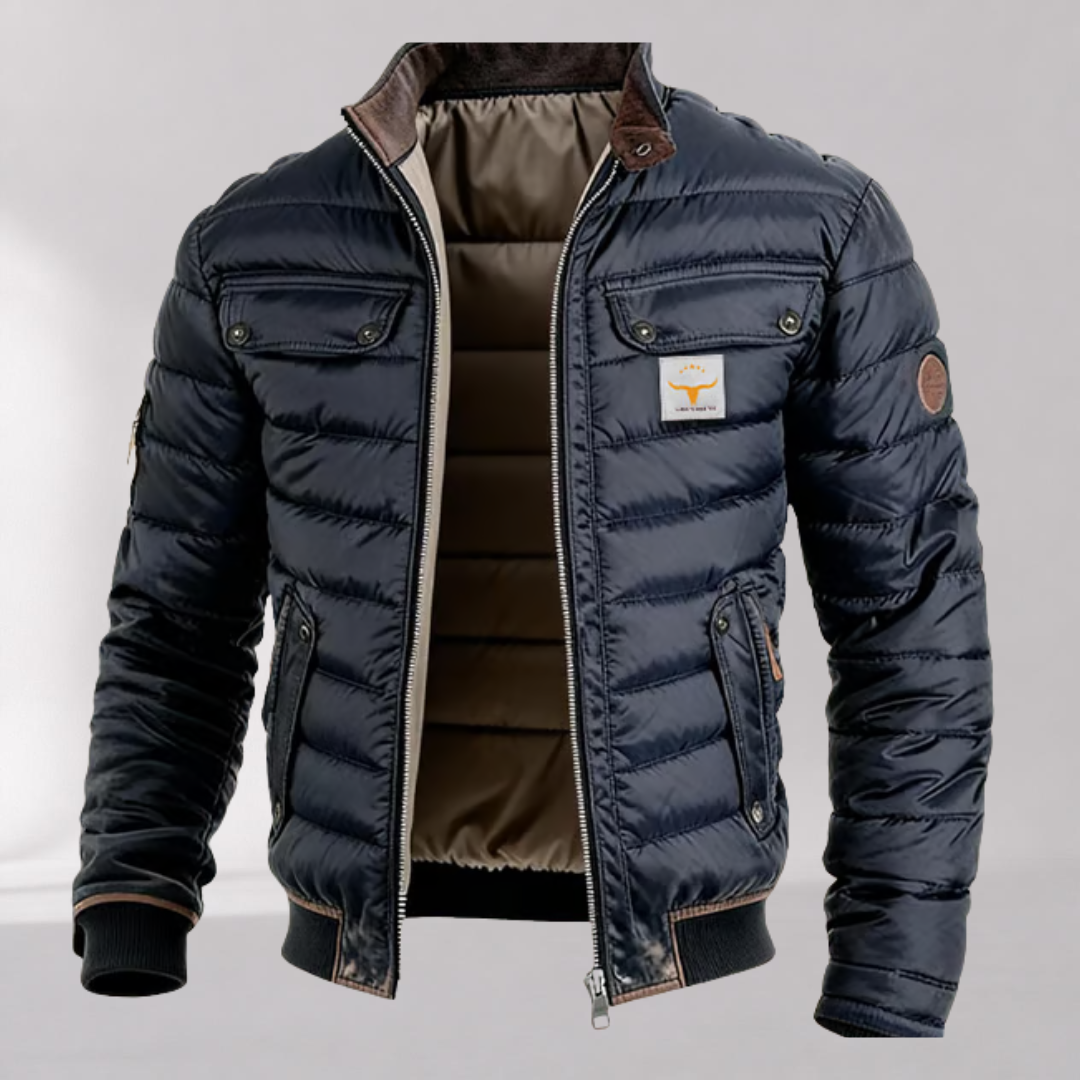 Veste Mi-Saison Style Vintage à Col Montant