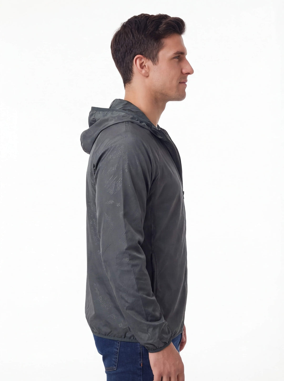 Men's Waterproof Hooded Windbreaker with Full-Zip Closure
